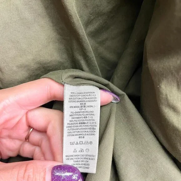 Free People Jacket Womens S Tawny Green Open Front Diamond Quilted Puffer Pillow - Picture 4 of 5